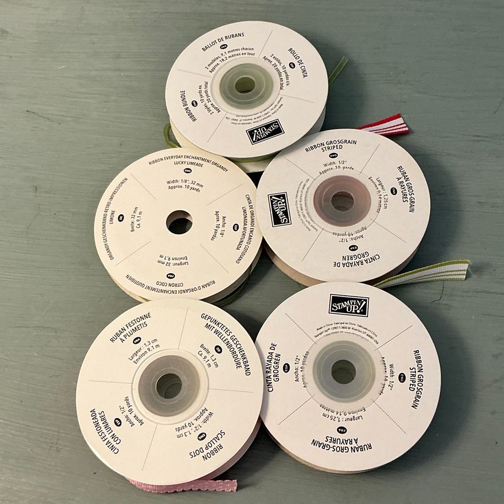 Stampin' Up! Lot of 26 Spools of Ribbon of Various Colors, Sizes & Designs - Picture 9 of 16